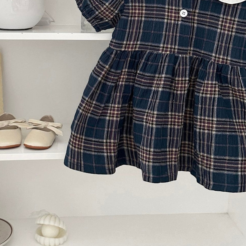 丸襟チェックフォーマルワンピース