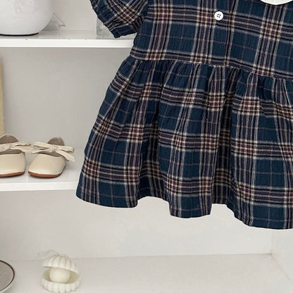 丸襟チェックフォーマルワンピース