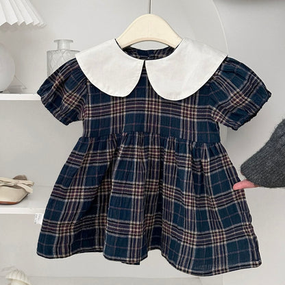 丸襟チェックフォーマルワンピース