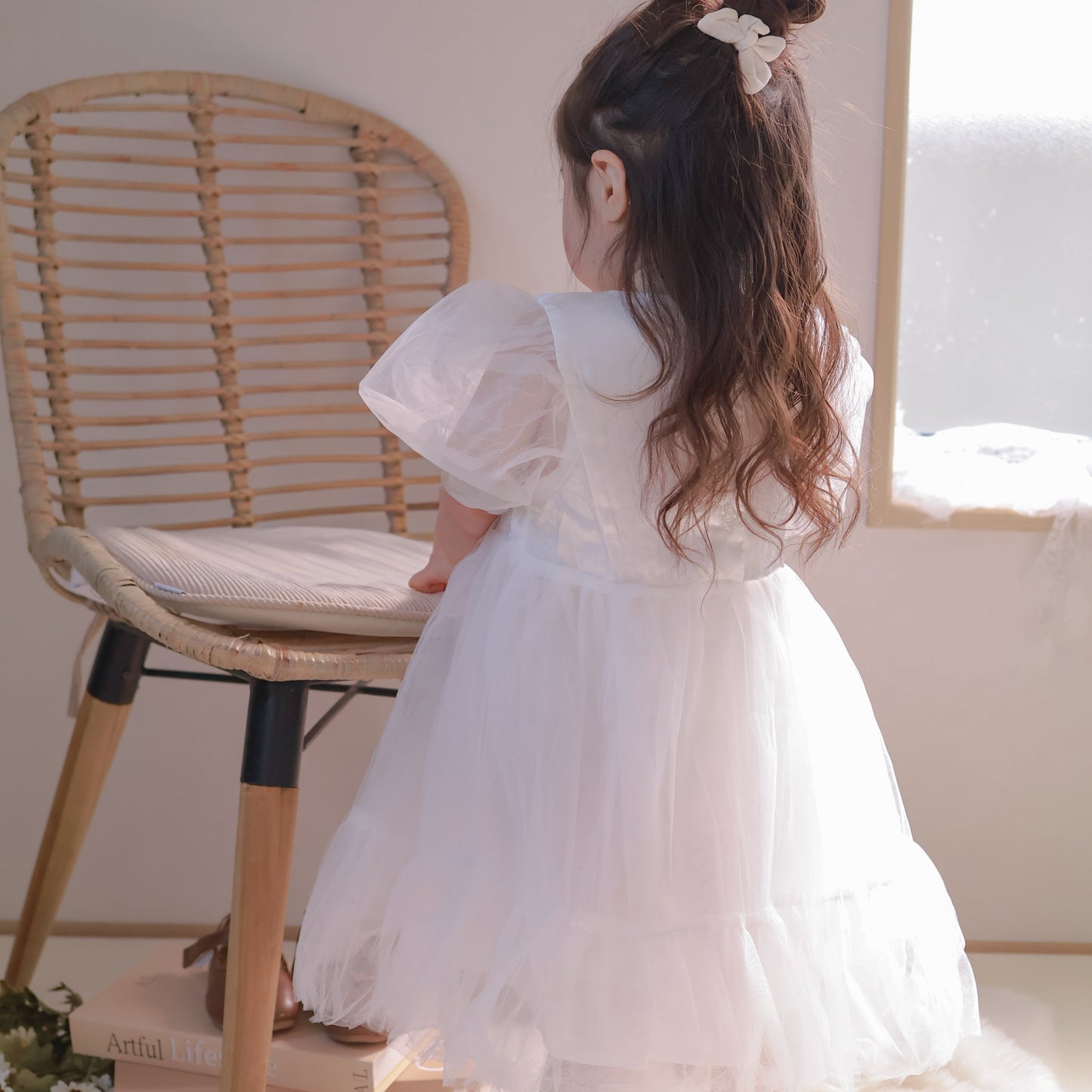 【Re stock】ふんわりチュールホワイトドレス