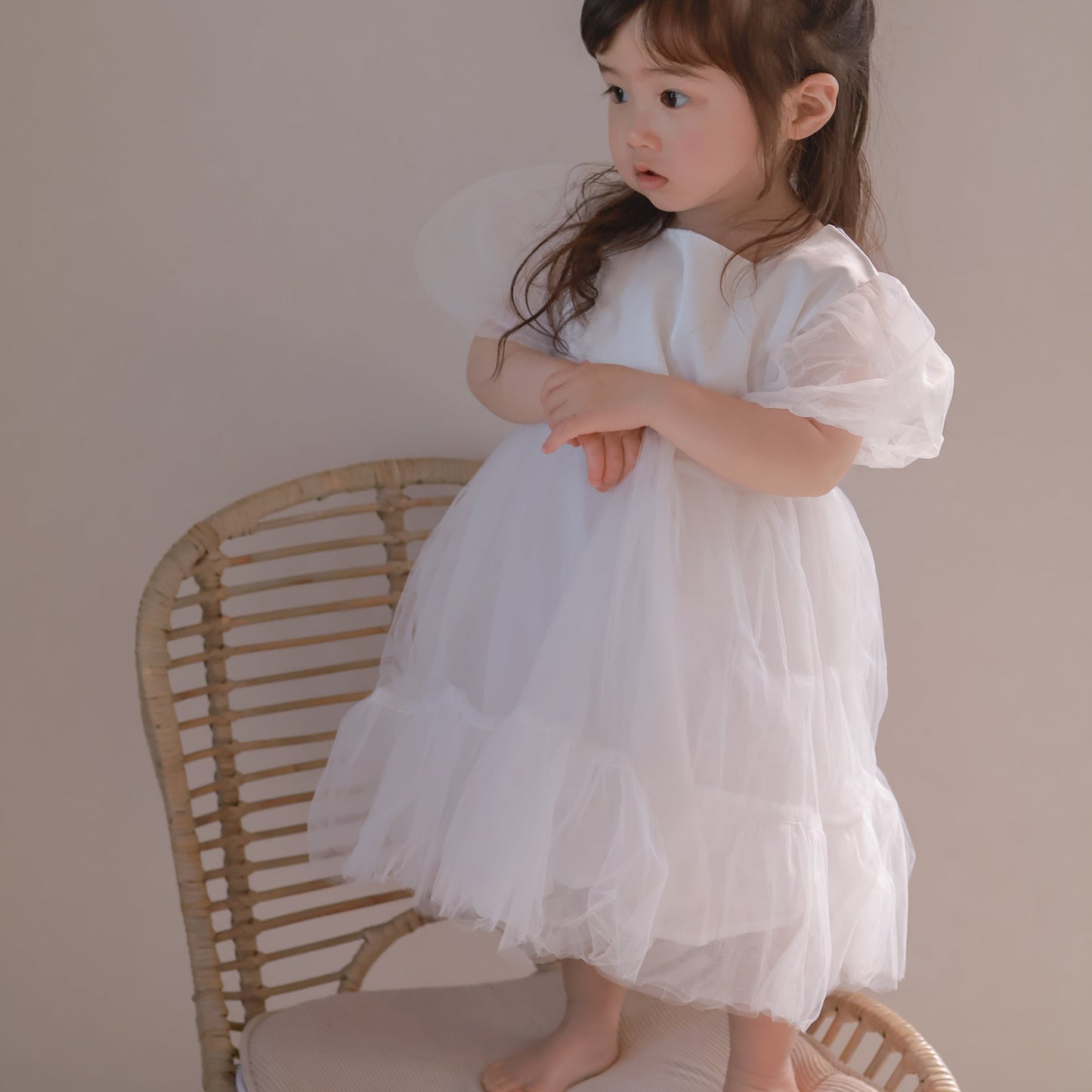 【Re stock】ふんわりチュールホワイトドレス