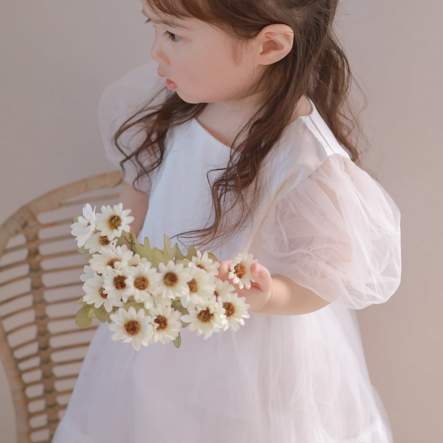 【Re stock】ふんわりチュールホワイトドレス