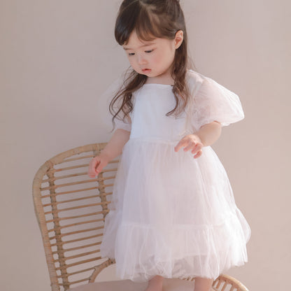 【Re stock】ふんわりチュールホワイトドレス