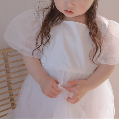 【Re stock】ふんわりチュールホワイトドレス