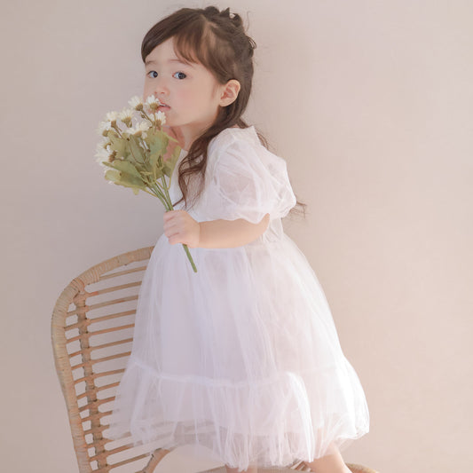 【Re stock】ふんわりチュールホワイトドレス