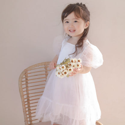 【Re stock】ふんわりチュールホワイトドレス