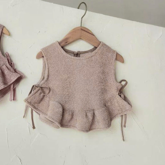 サイドリボンフリルベスト(2color)