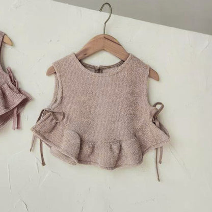 サイドリボンフリルベスト(2color)