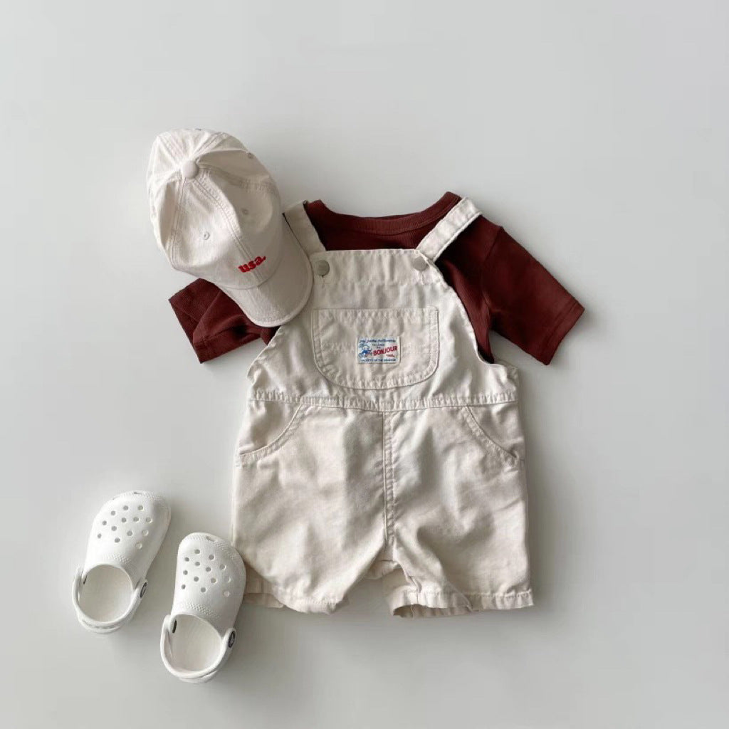 ハーフデニムパンツサロペット(2color)