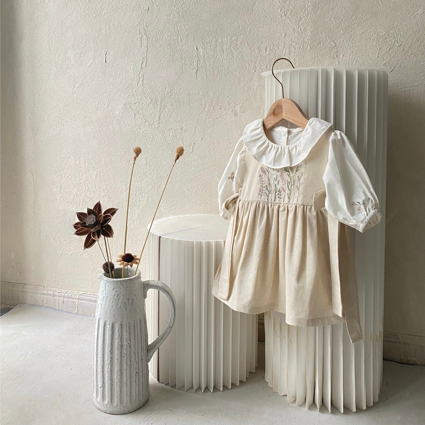 サイドリボンエプロンワンピース