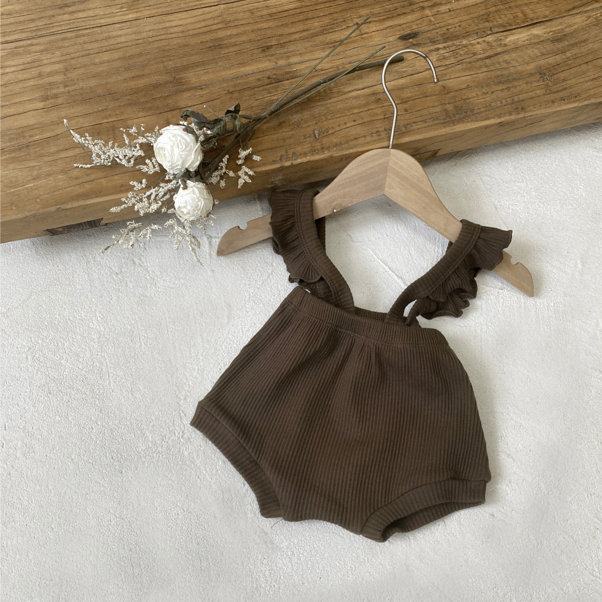 ショルダーフリルリブパンツ(4color)