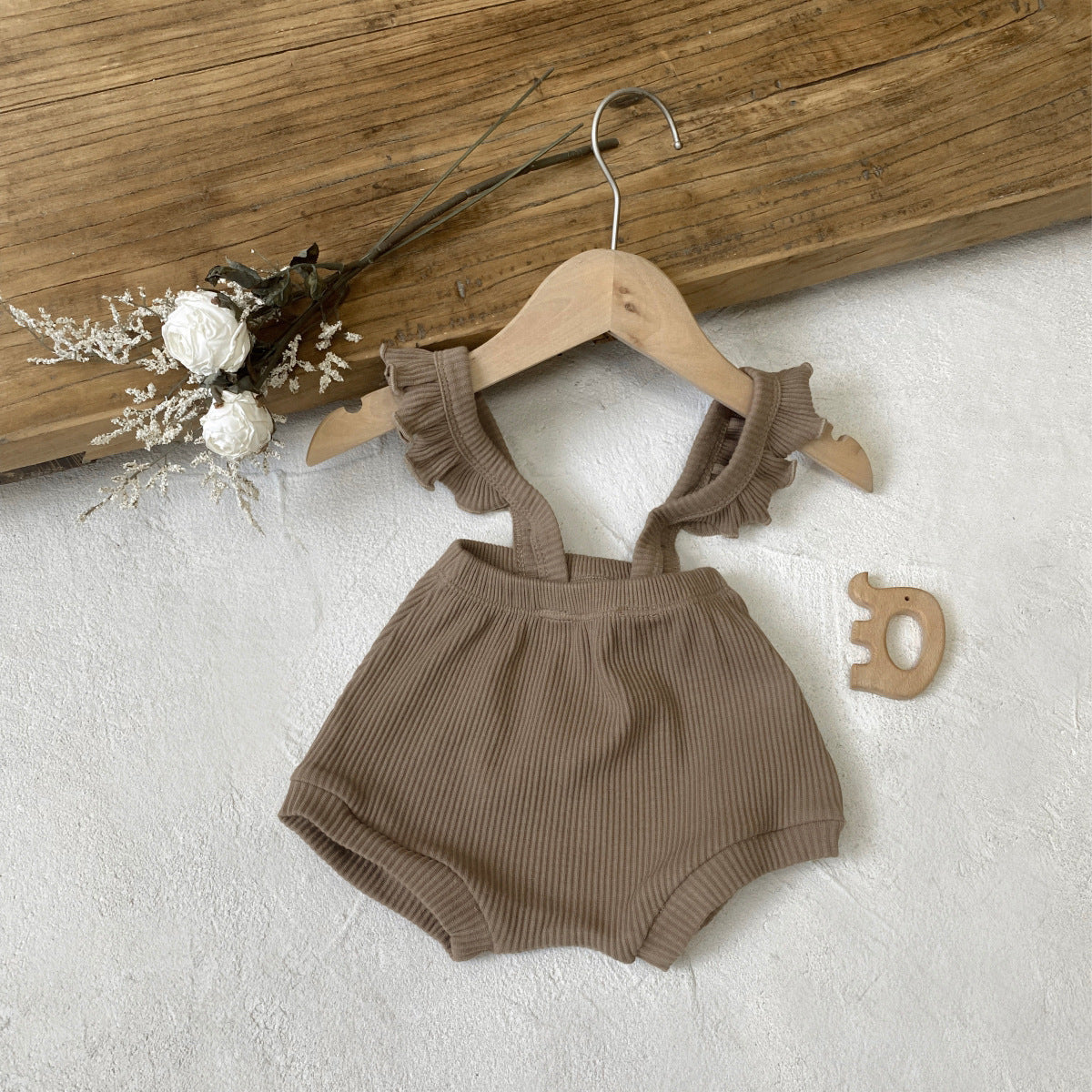 ショルダーフリルリブパンツ(4color)