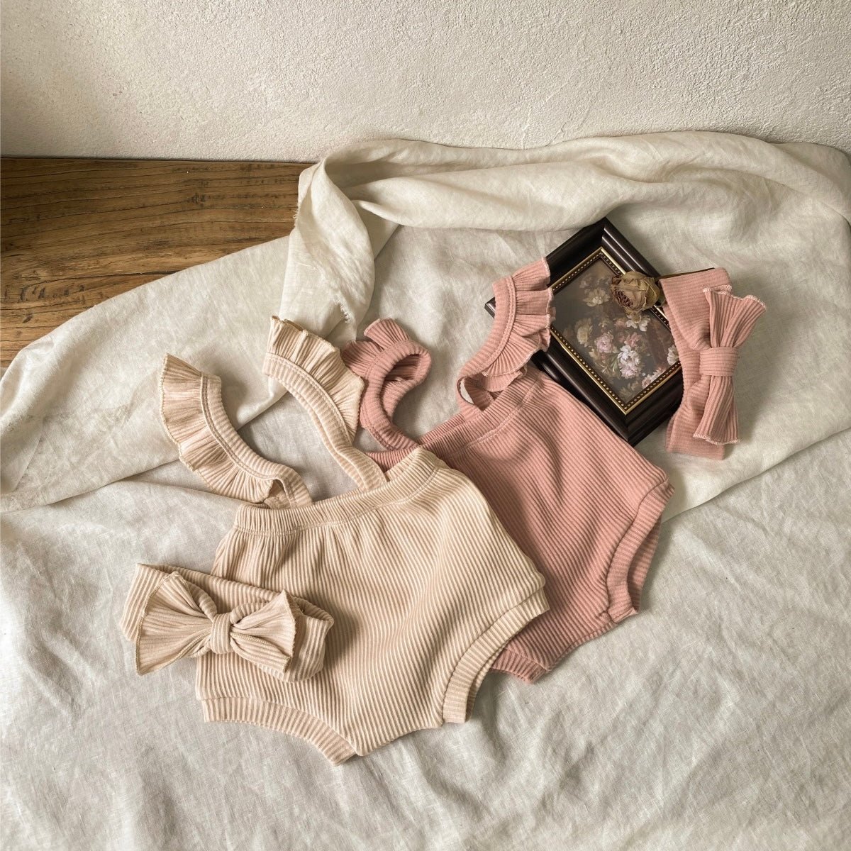 ショルダーフリルリブパンツ(4color)