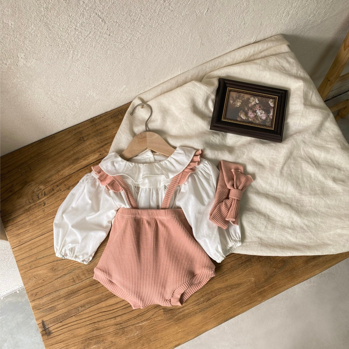 ショルダーフリルリブパンツ(4color)