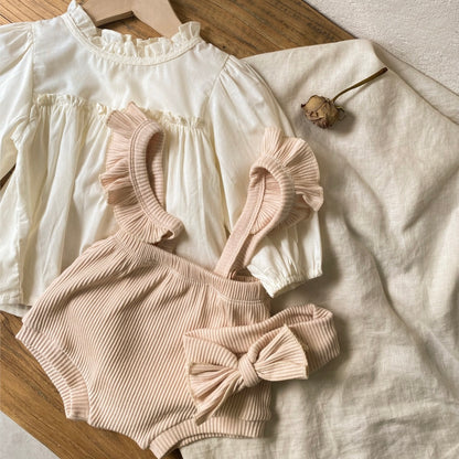 ショルダーフリルリブパンツ(4color)