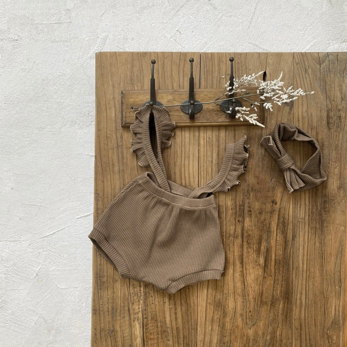 ショルダーフリルリブパンツ(4color)