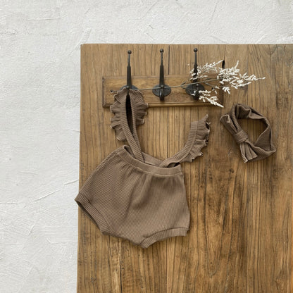 ショルダーフリルリブパンツ(4color)