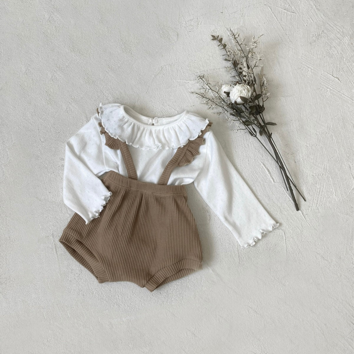 ショルダーフリルリブパンツ(4color)