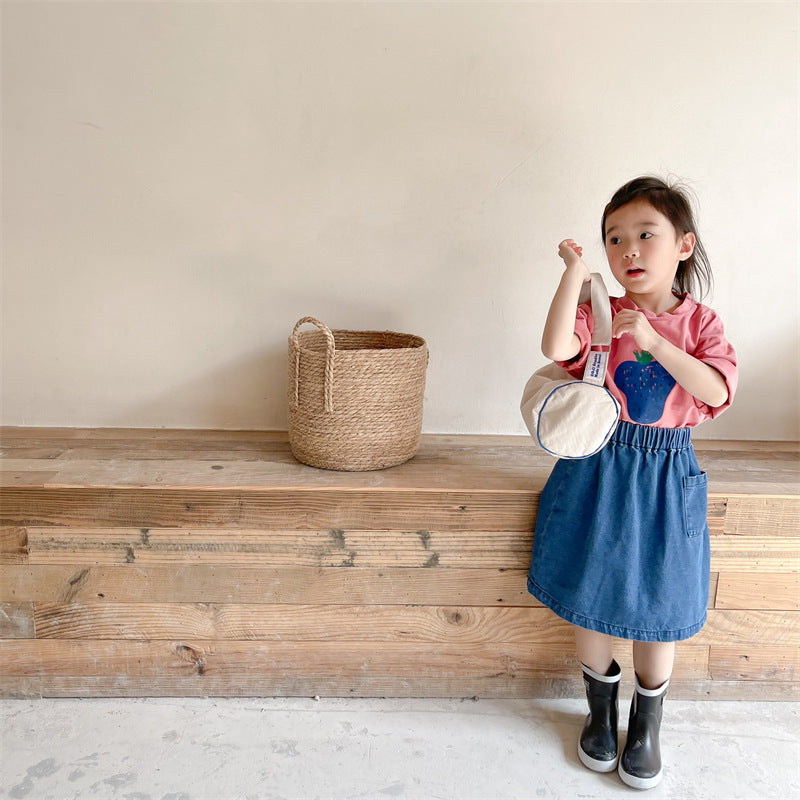 シンプルデニムポケットスカート