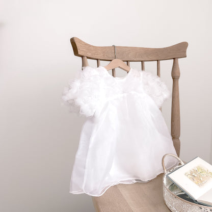 ホワイトローズチュール切り替えワンピース