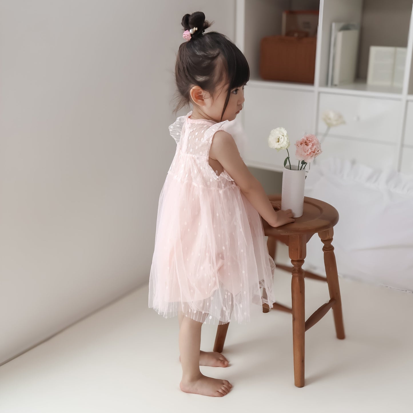 【再入荷】スカラップスリーブドレス2color