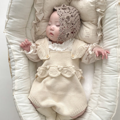 花の実ニットサロペットロンパース