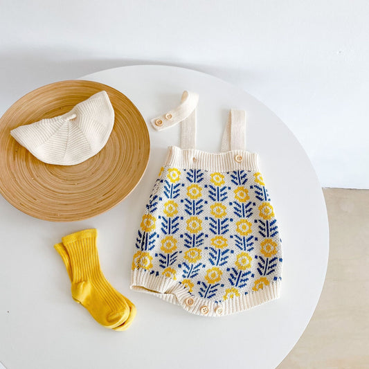 【即納】[80-90] ヨーロピアンフラワーロンパース