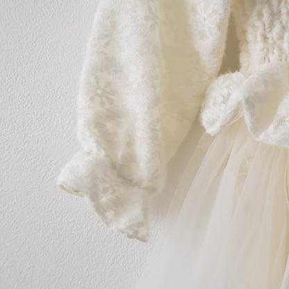 シャーリングダブルフリルドレス