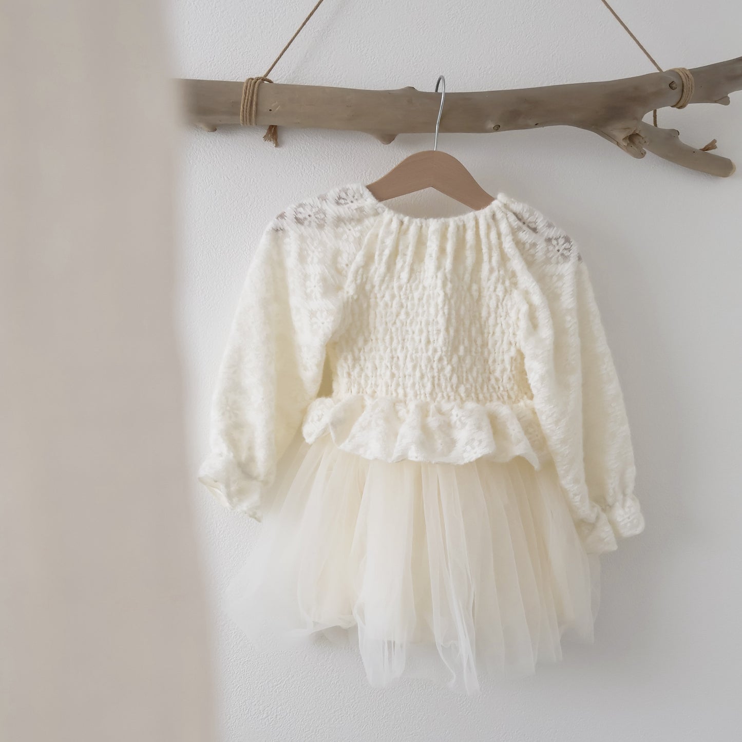 シャーリングダブルフリルドレス