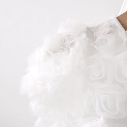 ホワイトローズチュール切り替えワンピース