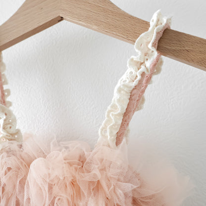 チュールピンクフラワートップロンパース