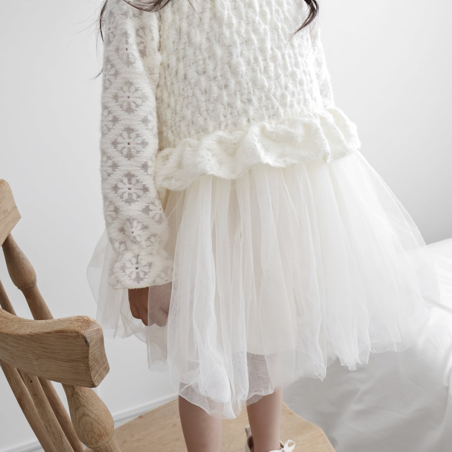 シャーリングダブルフリルドレス