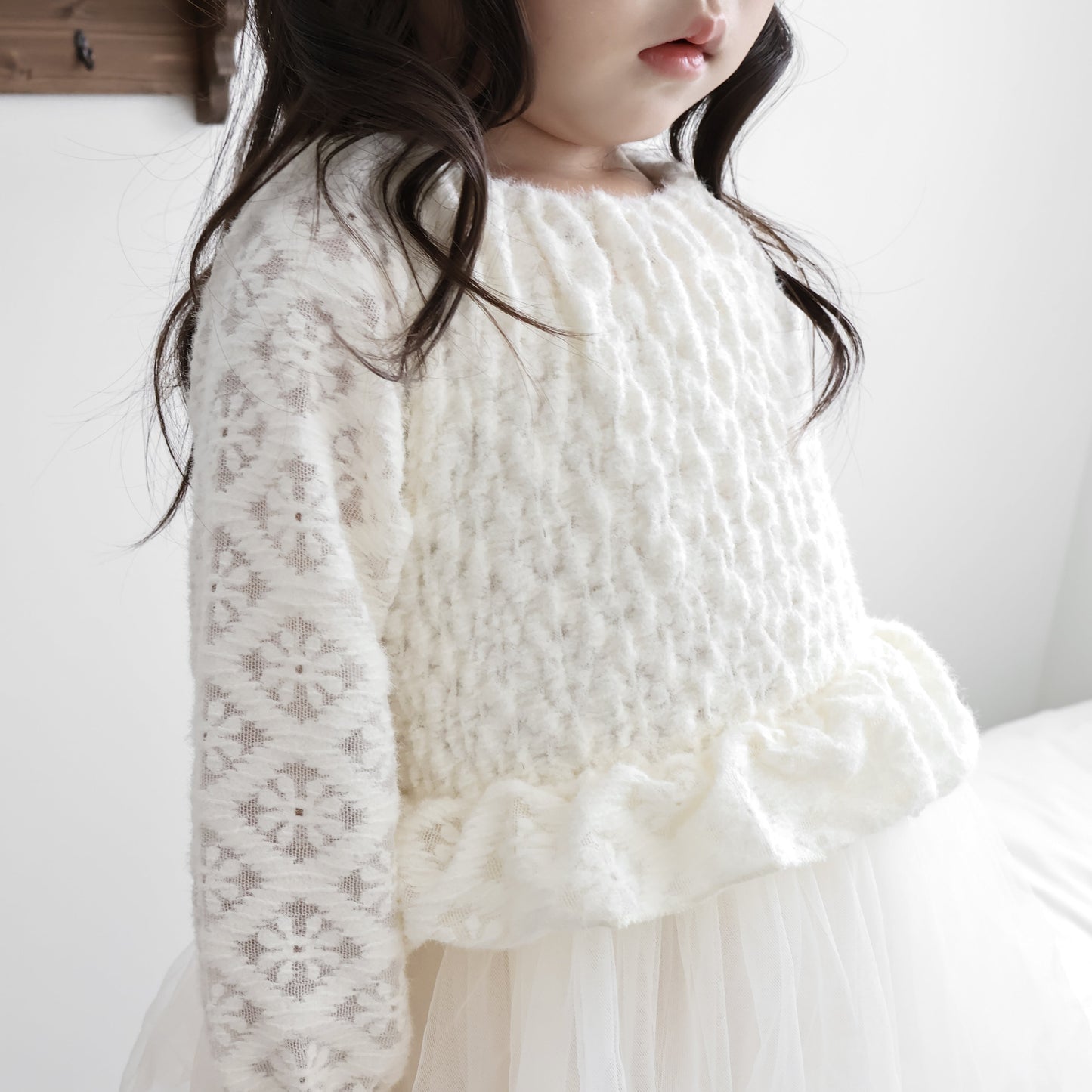 シャーリングダブルフリルドレス