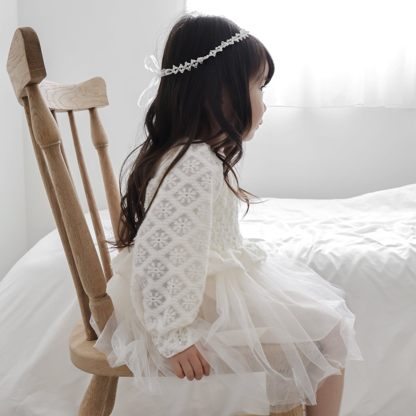 シャーリングダブルフリルドレス