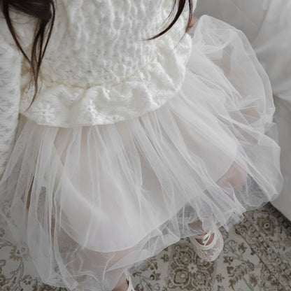 シャーリングダブルフリルドレス