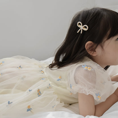 イエロー刺繍お花チュールドレス