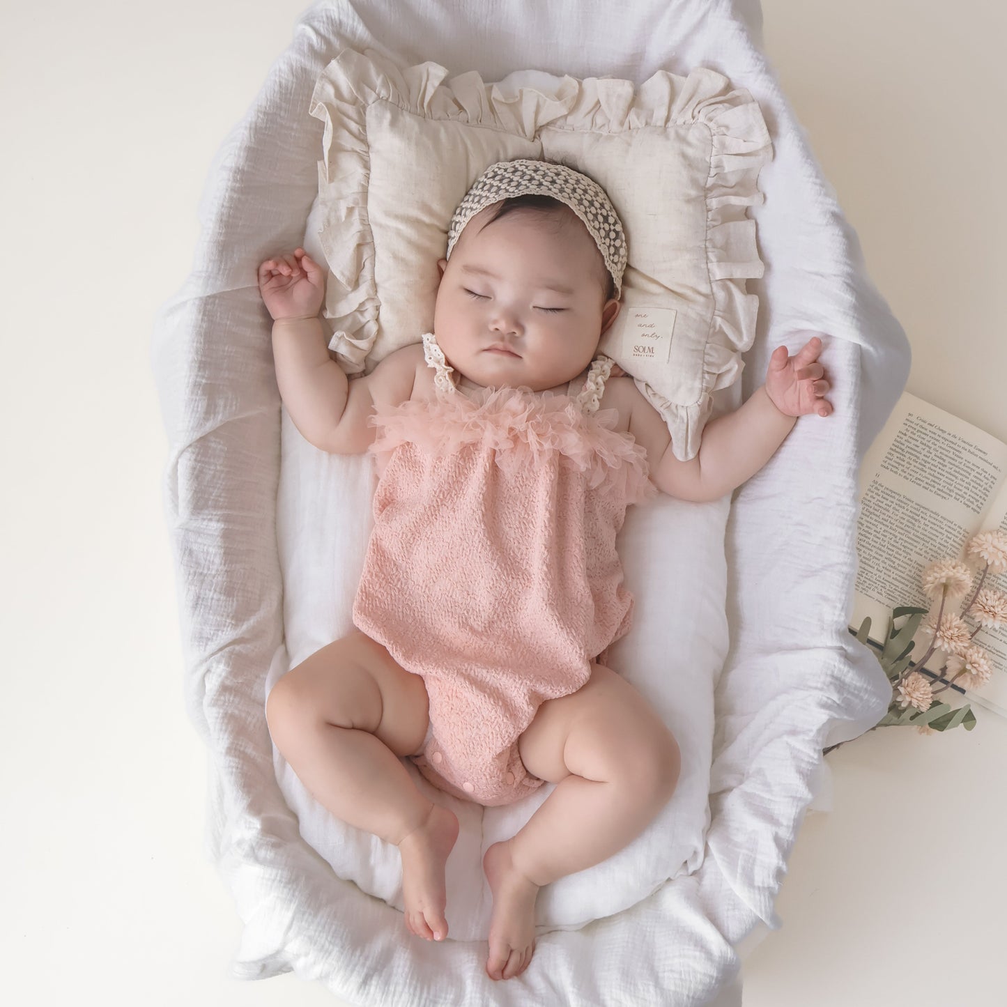 チュールピンクフラワートップロンパース