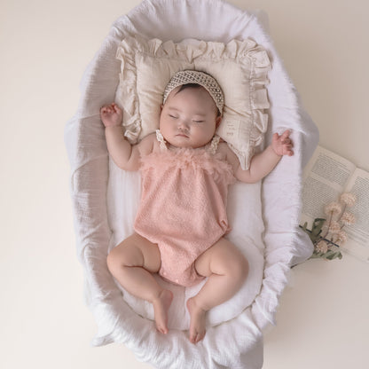 チュールピンクフラワートップロンパース