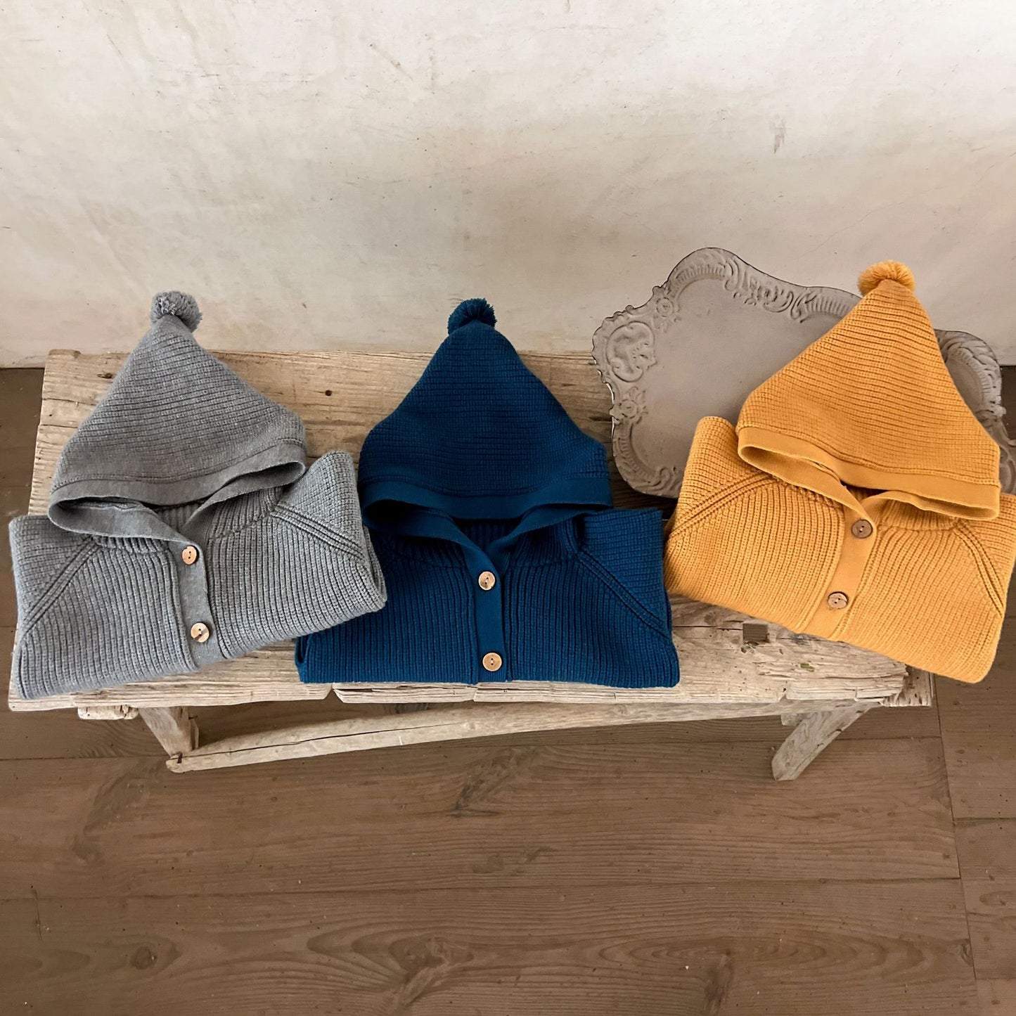 とんがりフードカーディガン(3color)