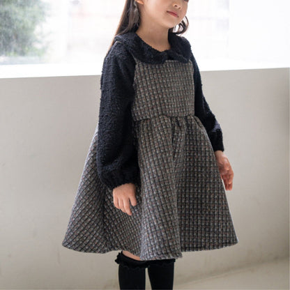 [2color / 73-100] レトロチェックショルダーワンピース