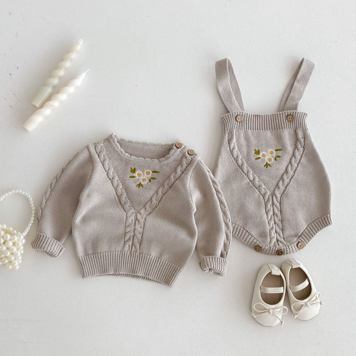 縄編みカントリーニットセットアップ