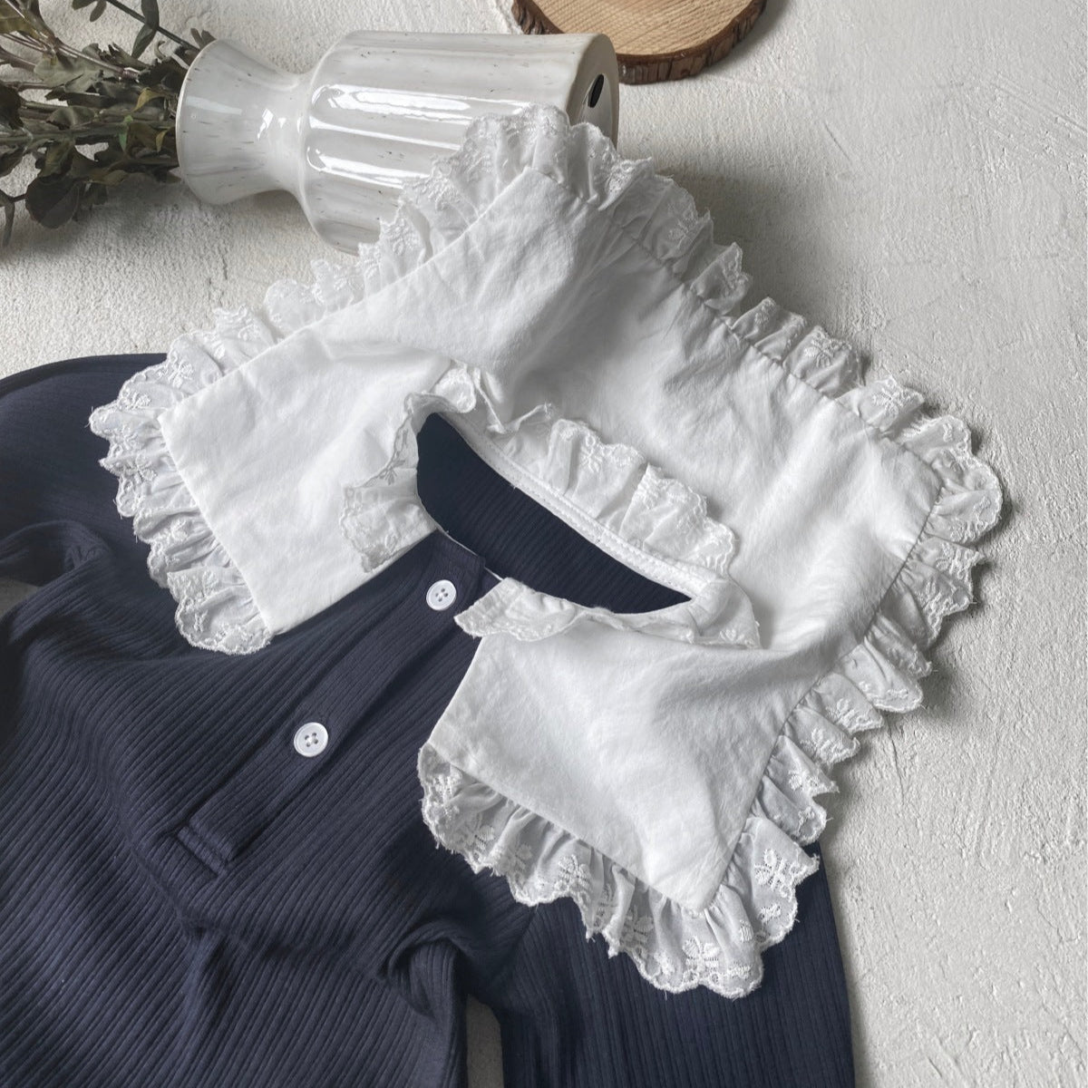 ダブルレースカラーリブロンパース(2color)