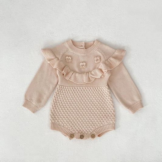 ベビークロッシェフラワーロンパース