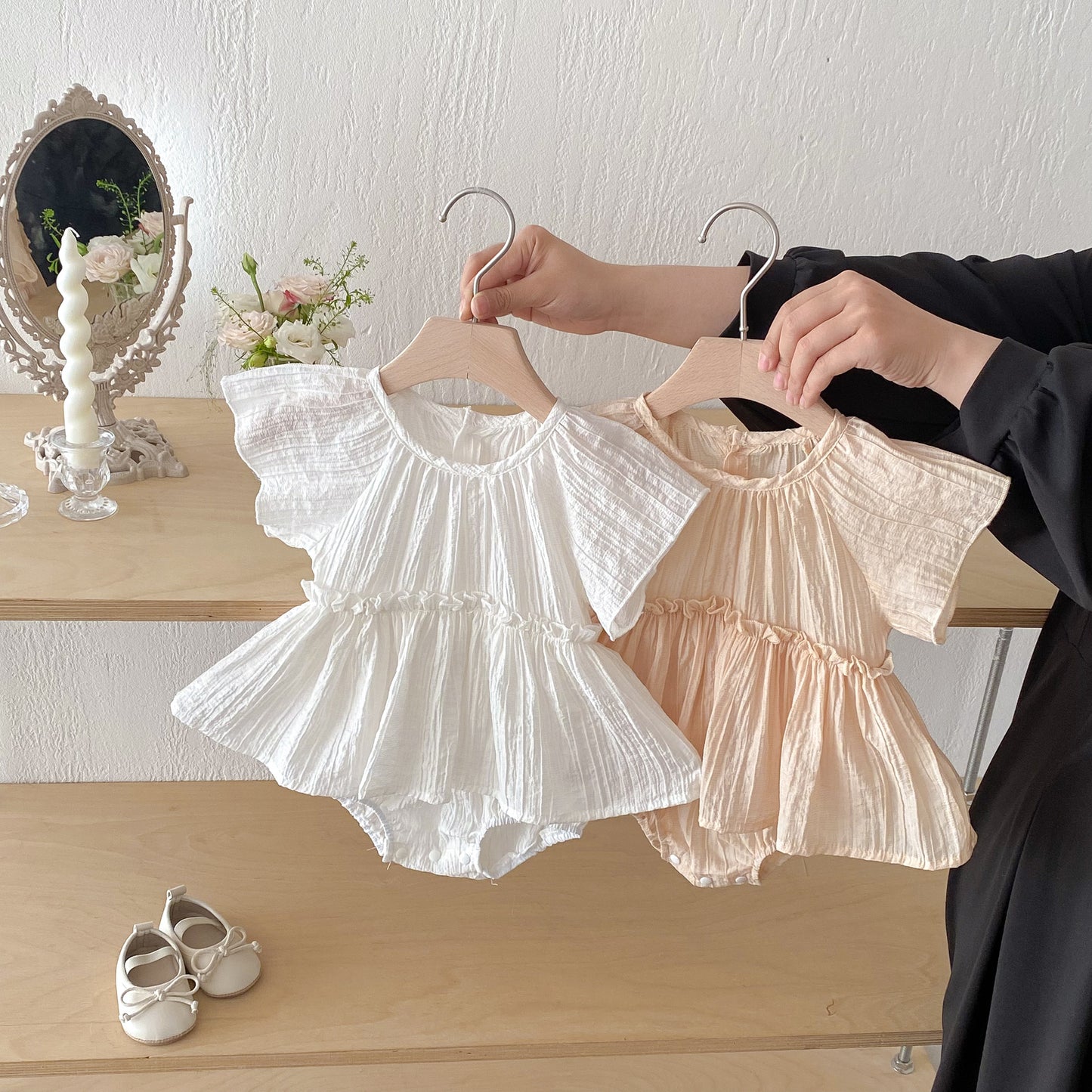 ラウンドネックプリンセスロンパース(2color)