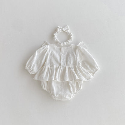 🅽🅴🆆 フラワーレースコットンロンパース