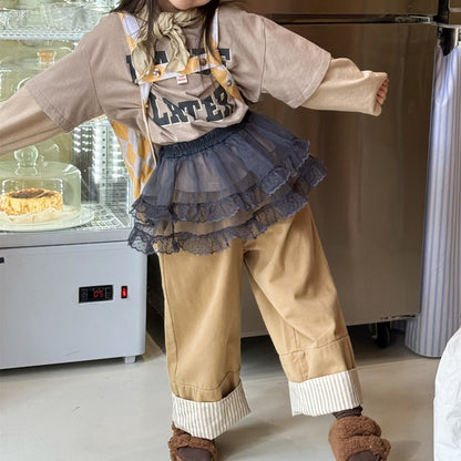 [2color / 80-130] ストレートワイドパンツ
