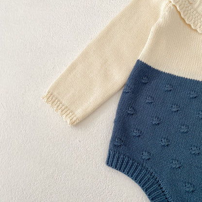 ヨーロピアンバイカラーニットロンパース