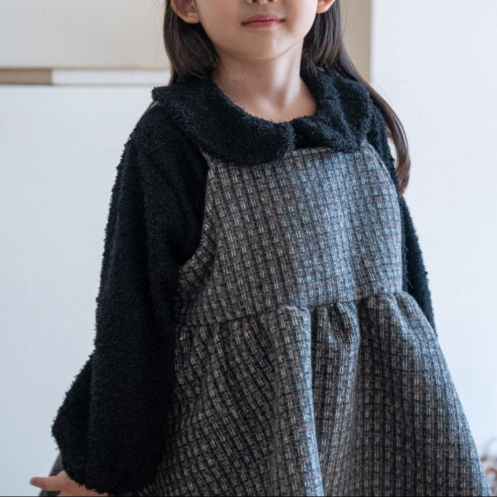 [2color / 73-100] レトロチェックショルダーワンピース