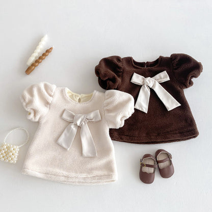 🅽🅴🆆 ビックリボンもこもこワンピース(2color)