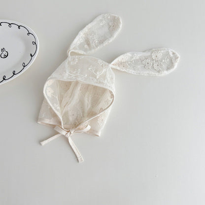 刺繍レースラビットベビーボンネット(2color)